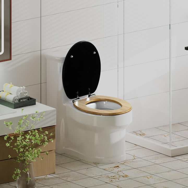 Angel Shield WC-Sitz mit Absenkautomatik, Verstellbare Metallscharniere, zu Reinigen, O-Förmig, 45x3