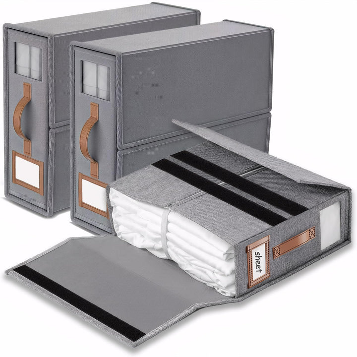 Leinen bettwäsche organizer box | 3 aufbewahrungsbox bettwäsche, atmungsaktiv mit Transparentem Fens