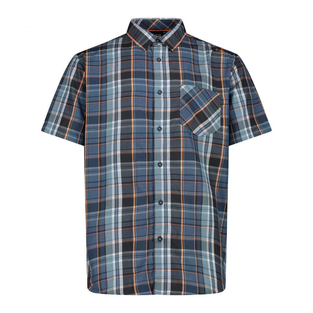 CMP Herren Camicia A Maniche Corte Dry Function Hemd 58 Flame-hydro-bluesteel, 58 Flame-hydro-bluest