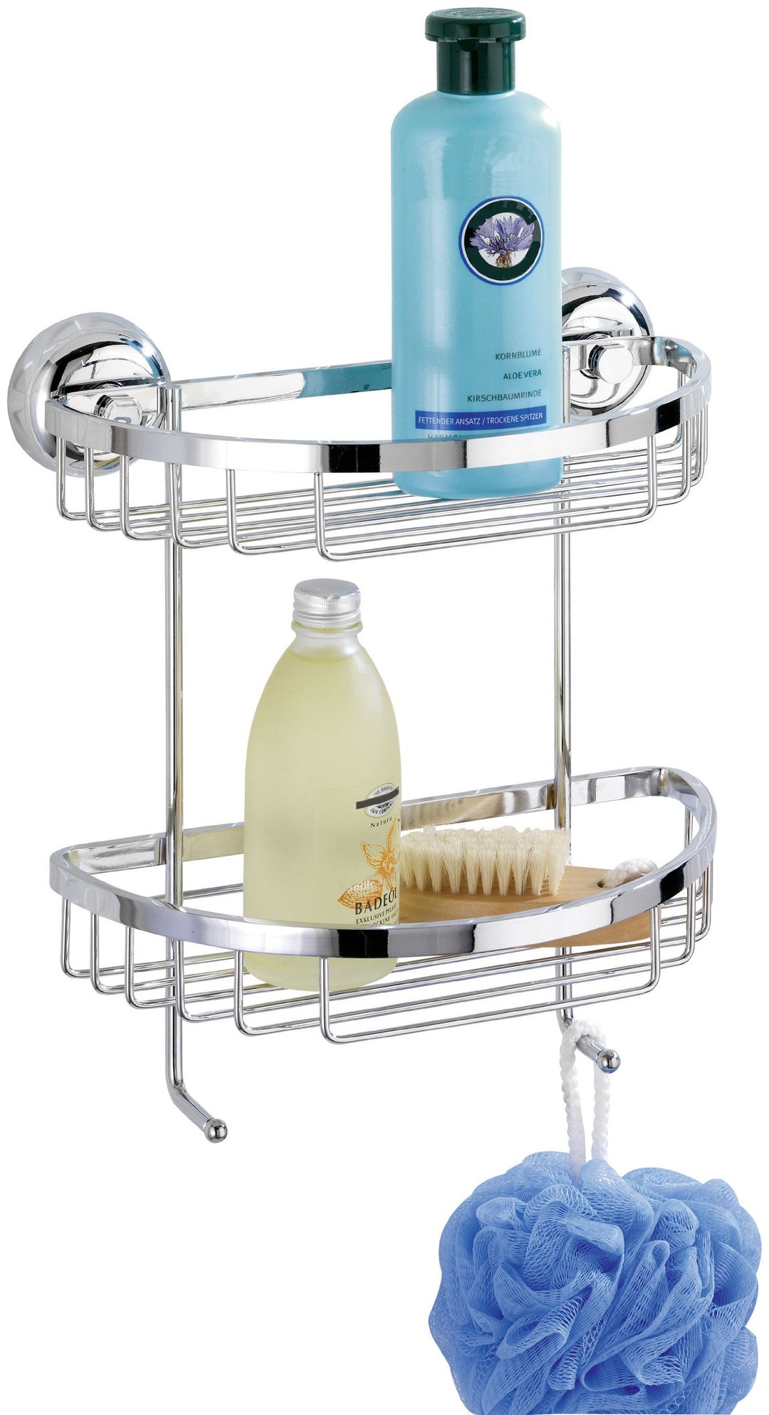 WENKO 18234100 Magic-Loc Wandkorb Bessano mit 2 Ablagen - Befestigen ohne bohren, Edelstahl rostfrei