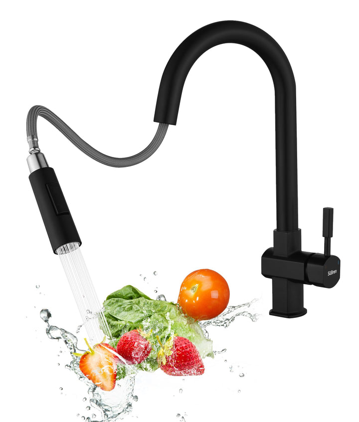 Wasserhahn Küche Schwarz,Hochdruck Küchenarmatur mit Ausziehbar Brause,Armatur Küche 360° Drehbar,Sp