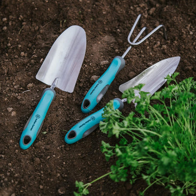 Holtaz Garten Gartengeräte 3er Set - Garten-Werkzeug Set mit Handschippe Blumenrechen Pflanzkelle mi