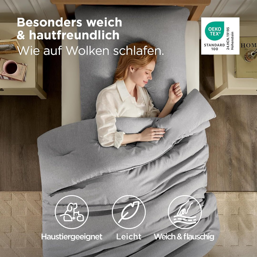 BEDSURE Bettdecke Ohne Bezug 135x200 - Bettdecke 135x200 mit Kissenbezug 80x80 cm - Kationische 2-te