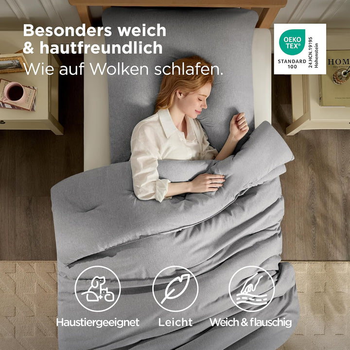 BEDSURE Bettdecke Ohne Bezug 135x200 - Bettdecke 135x200 mit Kissenbezug 80x80 cm - Kationische 2-te
