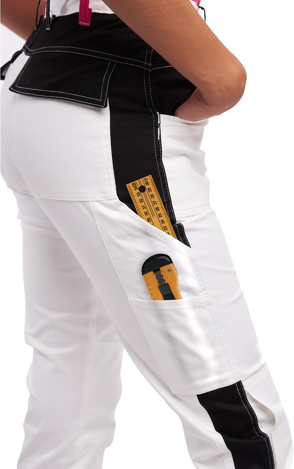strongAnt Damen Arbeitshose komplett Stretch für Frauen Bundhose mit Kniepolstertaschen Schwarz Grau