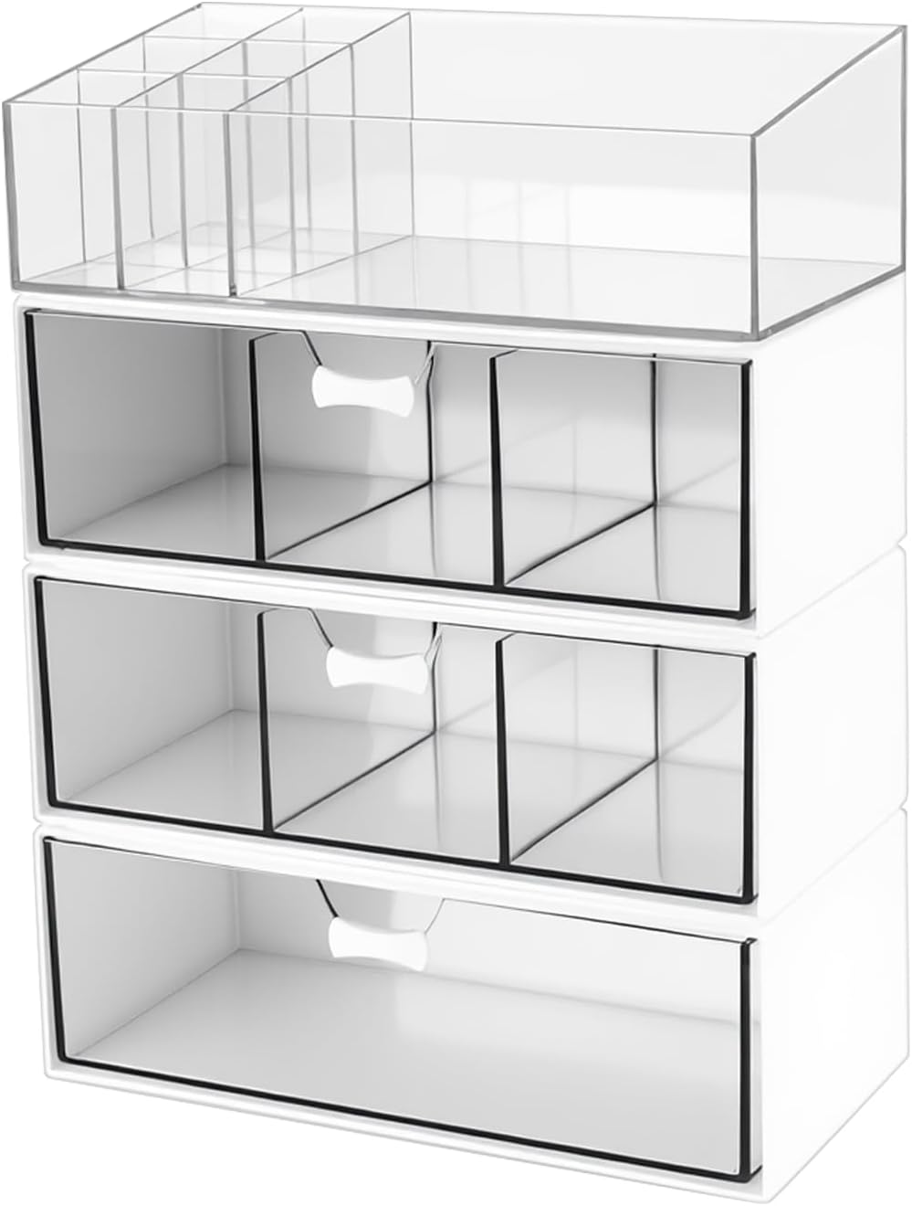 4 Stück Stapelbare Kosmetik Organizer, Badezimmer Organizer mit Schubladen, Make Up Organizer für Ko