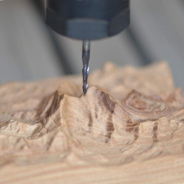 SpeTool 4 Stück 2 Flöten Kugelkopffräser mit Konischer Spitze Fräser CNC Gravierfräser R0,25mm-1,0mm