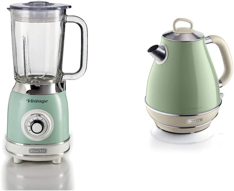 Ariete 583 Vintage, Retrò, 1000 Watt Standmixer mit Glasbehälter 1,5 Liter, grün & 2869 Vintage, ele