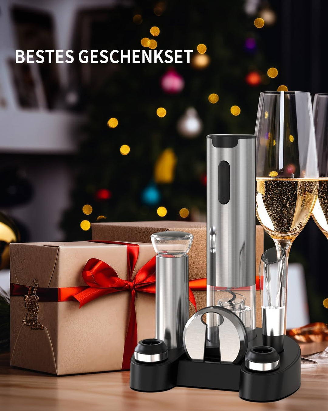 CIRCLE JOY Elektrischer Korkenzieher, wiederaufladbarer elektrischer Weinöffner, Wein-Geschenkset mi