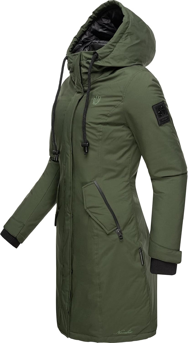 Navahoo Damen Wintermantel Winterparka mit Kapuze Letiziaa XS-3XL XXL Grün, XXL Grün