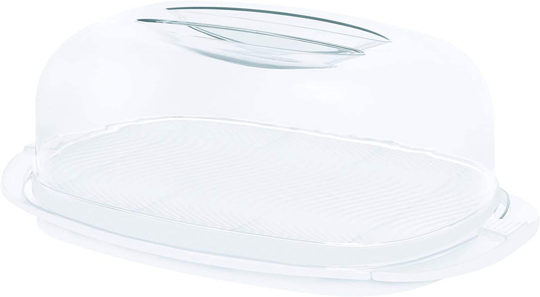 Rotho Fresh Käseglocke, Kunststoff (SAN) BPA-frei, weiss/transparent, (29,0 x 17,0 x 10,5 cm) Weiss,