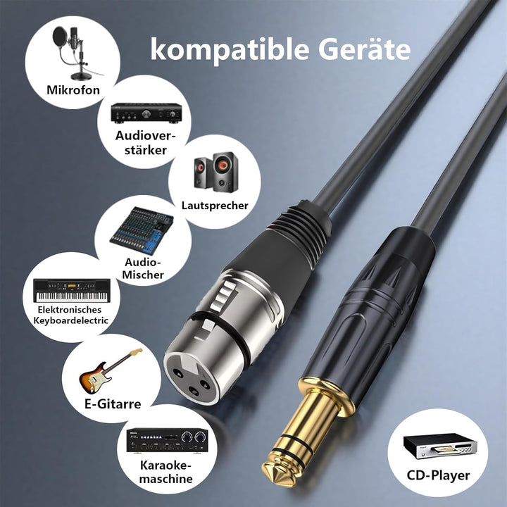 2 Pack XLR auf klinke 3,5mm Mikrofonkabel, 3.5mm TRS zu XLR weibliches 3 Pin Mikrofonkabel kompatibe
