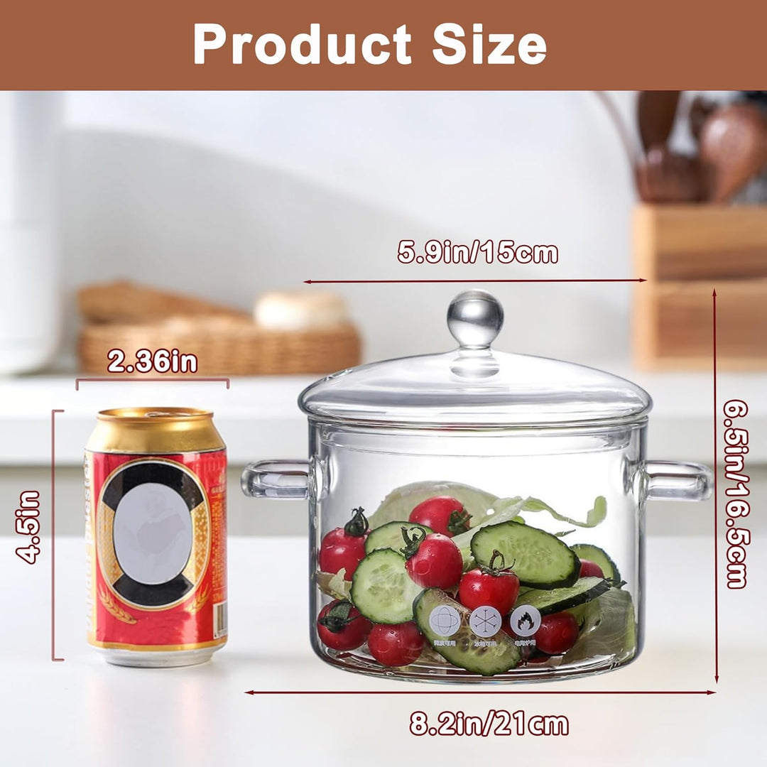 1.5L/50oz Glas Topf Glastopf zum Kochen, Schmorpfanne, Hochtemperaturbeständiger Transparenter Glas
