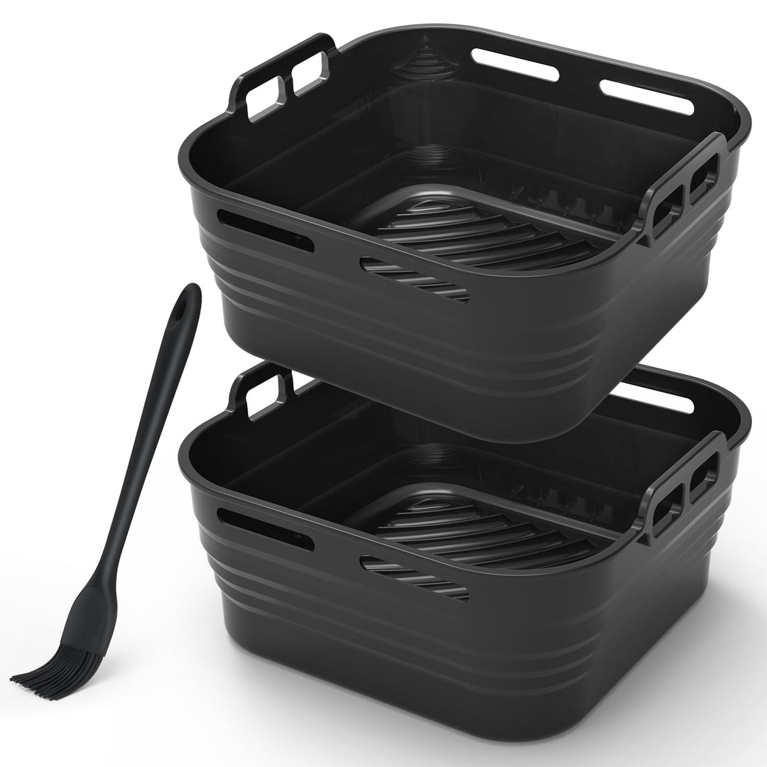 Alyvisun Silikonform für Heissluftfritteuse mit Öl Pinsel, Airfryer Silikonformen Wiederverwendbar S