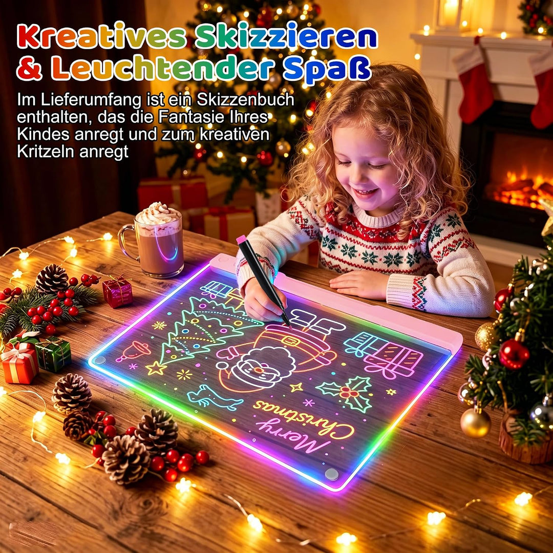 19 Zoll LED Zeichenbrett Kinder Wiederaufladbar mit 7 Farbmodi, Geschenke Mädchen 3 4 5 6 7 8 9 10 J