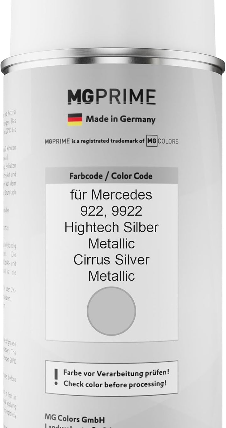 MG PRIME Autolack 2K Spraydosen Set für Mercedes 922/9922 Hightech Silber Metallic/Cirrus Silver Met