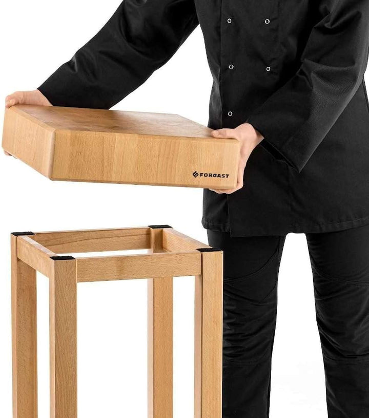 Fleischerblock Hackblock mit Sockel | 40x50x20 cm | Professioneller | aus Buchenholz | für Metzger,