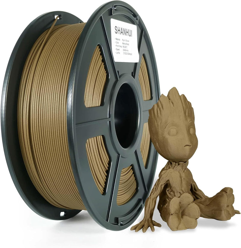 Dunkles Holz Walnuss PLA Filament 1,75mm, Walnuss 3D-Drucker Filament mit 30% Echtholzfaser, Holzfil