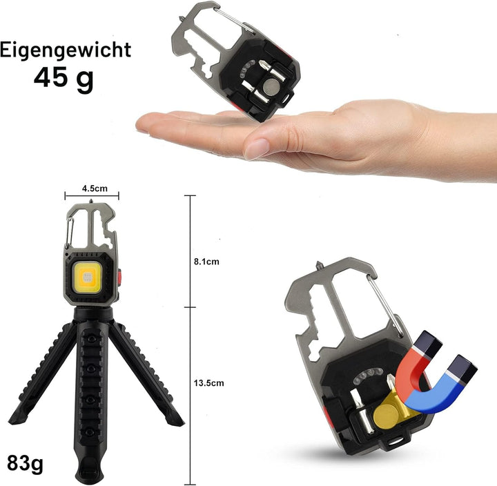 T-SUN Tragbare Mini LED Arbeitsleuchte Schlüsselanhänger Taschenlampe 7 Modi 800 Lumen Wiederaufladb