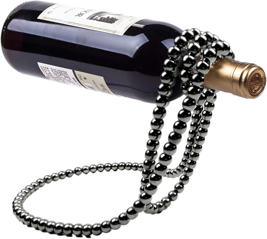 Einzelner Weinflaschenhalter, Weinflaschenhalter, Weinpräsentationsständer mit Perlenketten, Hängend