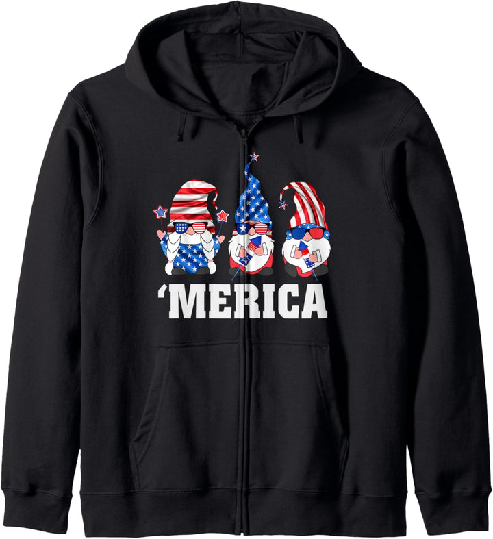 4. JULI Hemd. GNOMES MERICA Amerikanische Freiheit USA Kapuzenjacke
