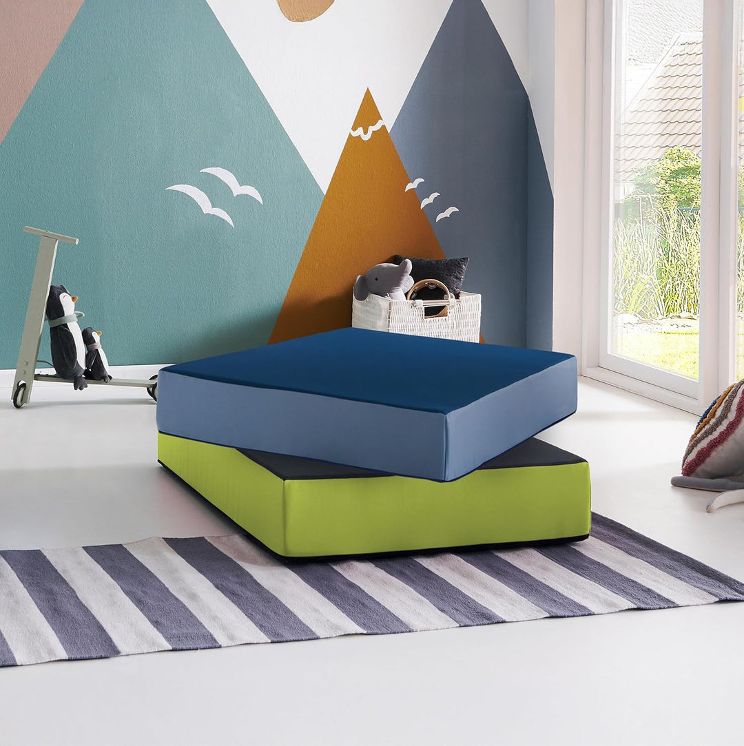 Jump Hüpfpolster 99 x 75 x 18 cm - blau oder rosa - Hüpfmatratze für Kinder ab 3 Jahre bis 40 kg - S