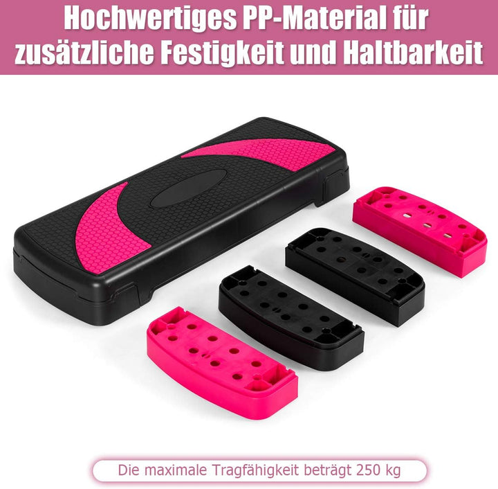GOPLUS Höhenverstellbarer Stepper, Step-Bench mit 3 Stufen (10/15/20cm), Steppbrett für Aerobic und