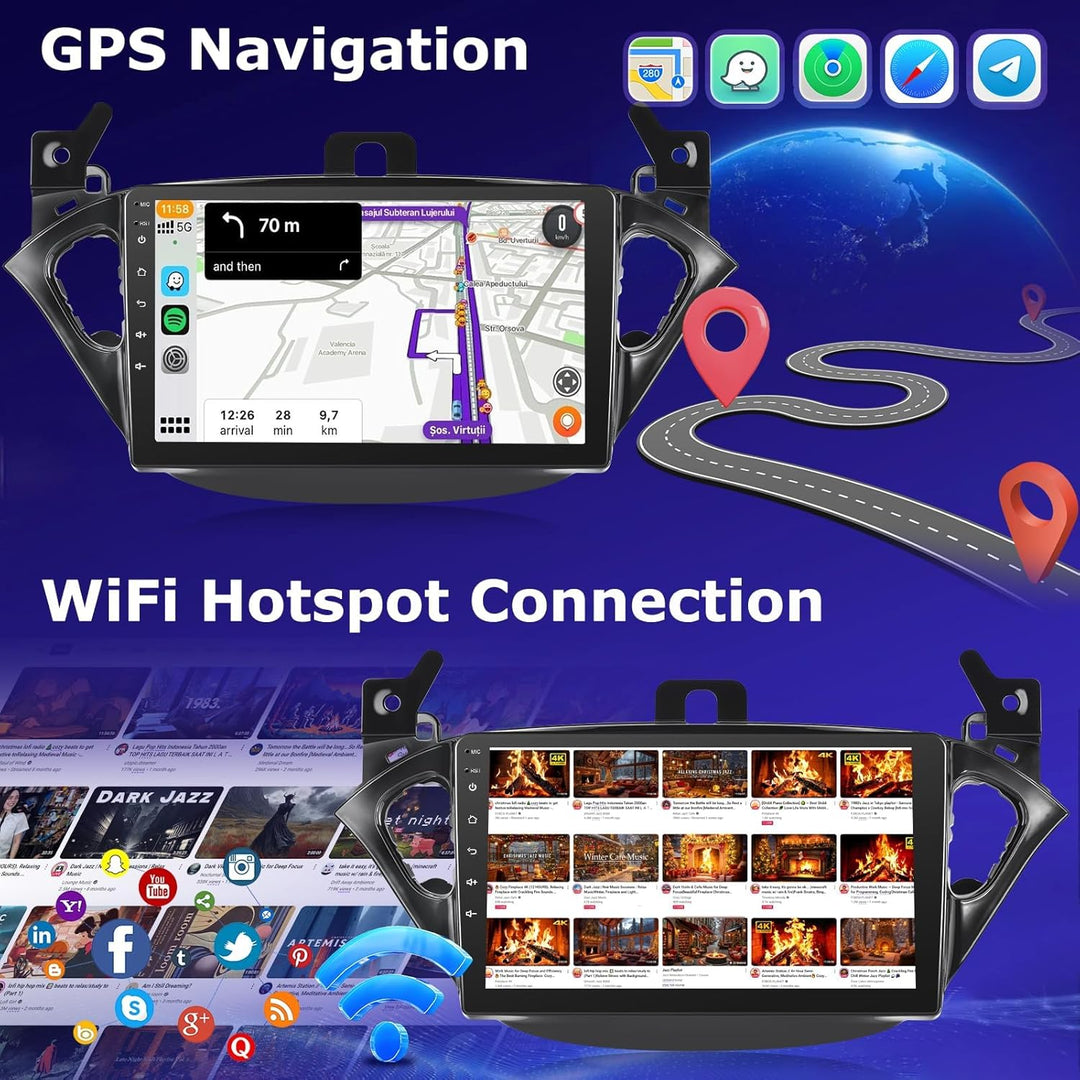 2G+64G Android 13 Autoradio für Opel Corsa 2015-2019/Opel Adam 2013-2016 mit Carplay Android Auto, 9