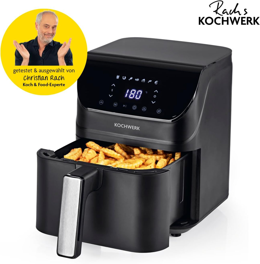 Rachs KOCHWERK Digitale Heissluftfritteuse 4L | Airfryer mit Touchscreen für fettarmes Garen, Grille