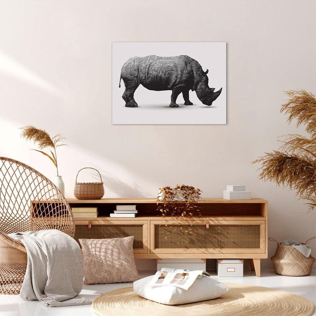Bilder auf Leinwand Nashorn Tier Afrika Safari Leinwandbild 70x50cm Wandbilder Dekoration Wohnzimmer