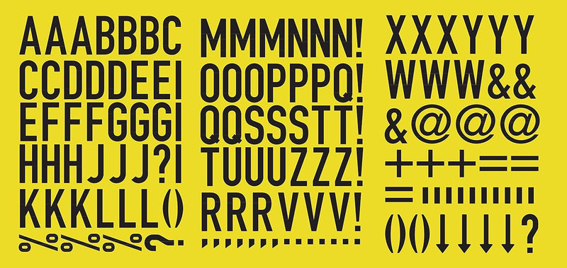 Magnetische Ziffern oder Buchstaben auf DIN A4 Bogen für Metalloberflächen (gelbe Buchstaben, 50 mm