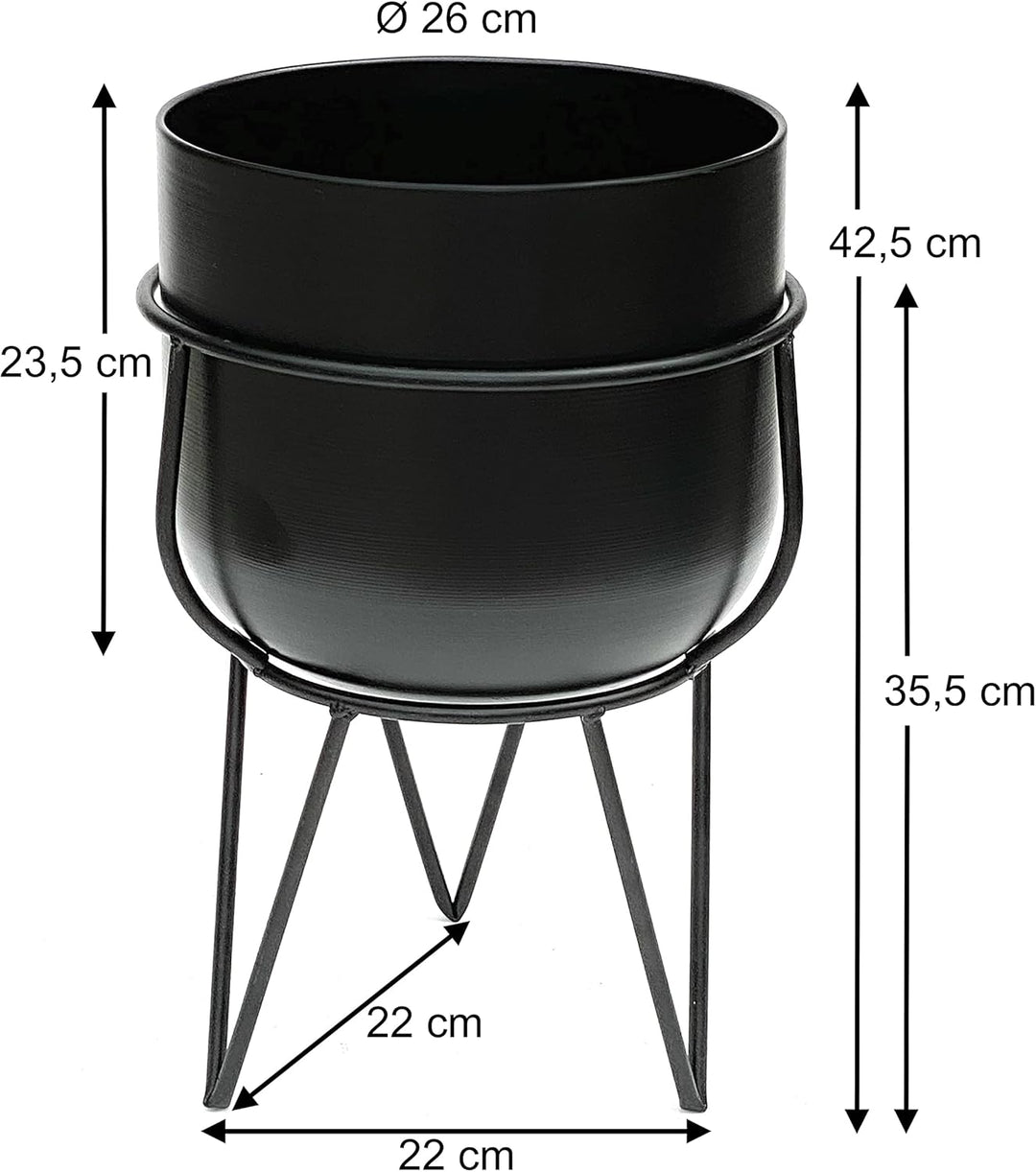DanDiBo Blumenhocker mit Topf Metall Schwarz 42,5 cm Blumenständer 96151 Blumensäule Modern Pflanzen
