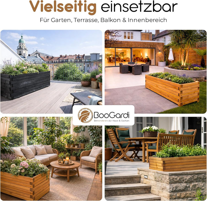 BooGardi Pflanzkasten aus Holz · in 10 Grössen · 90cm · Blumenkasten · Hochbeet · Garten Balkon Terr