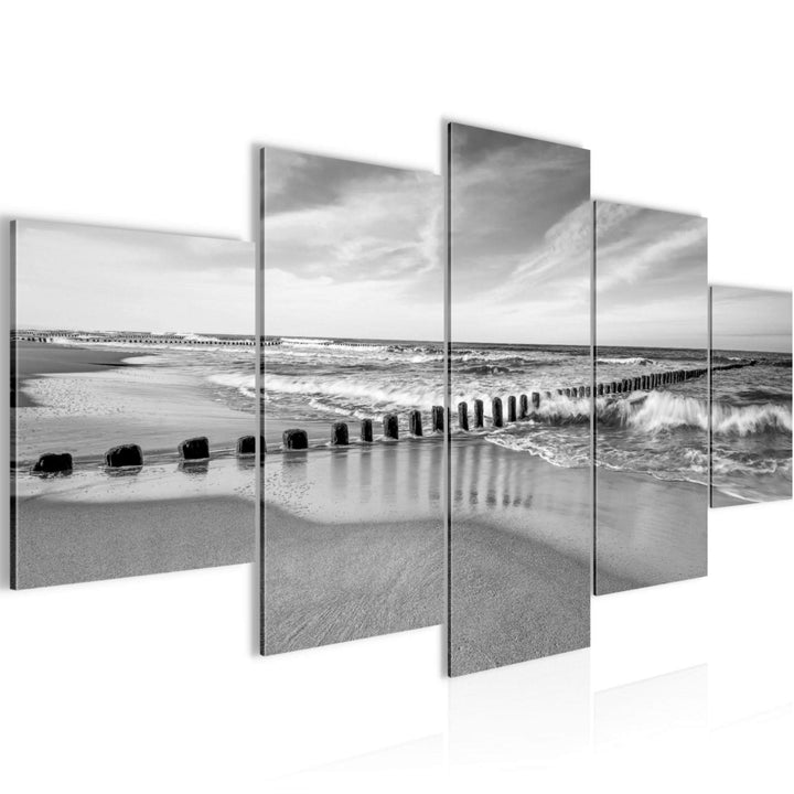 Runa Art Bild Schlafzimmer Wohnzimmer Strand Meer 5 Teilig Panorma Schwarz Weiss Wandbilder auf Vlie