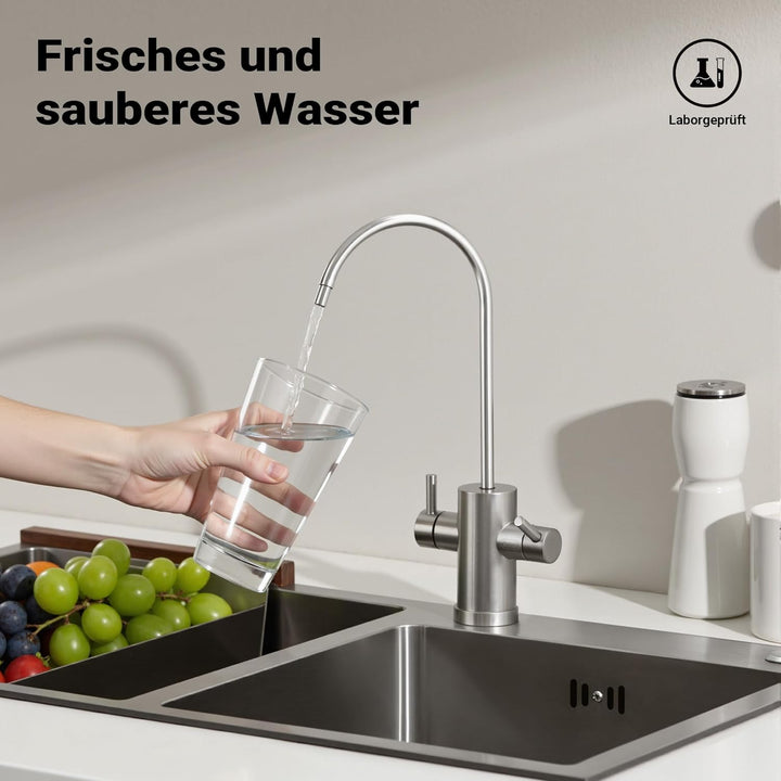 Naturewater 6 Stufen Umkehrosmose RO 180 L/Tag mit UV Klärer und Druckerhöhungspumpe