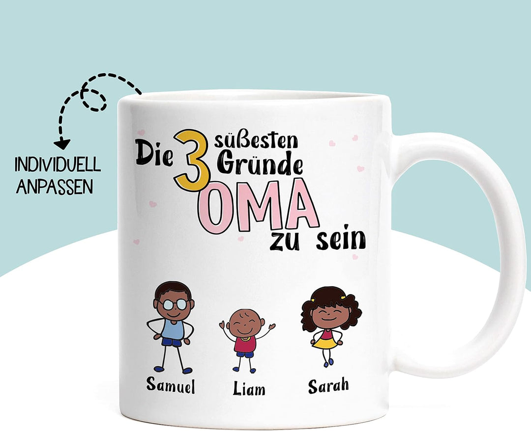 Kiddle-Design Oma Tasse Geburtstag Personalisiert für Oma Enkel Enkelin Baby Geschenk Kinder Oma Ges