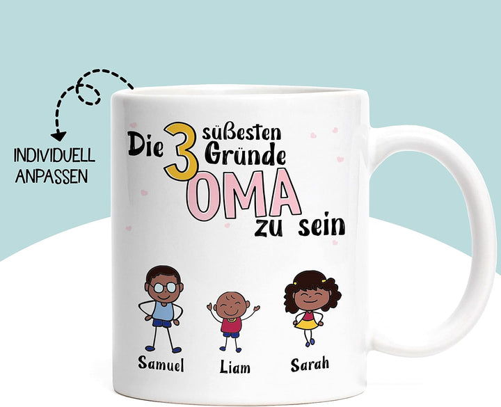 Kiddle-Design Oma Tasse Geburtstag Personalisiert für Oma Enkel Enkelin Baby Geschenk Kinder Oma Ges