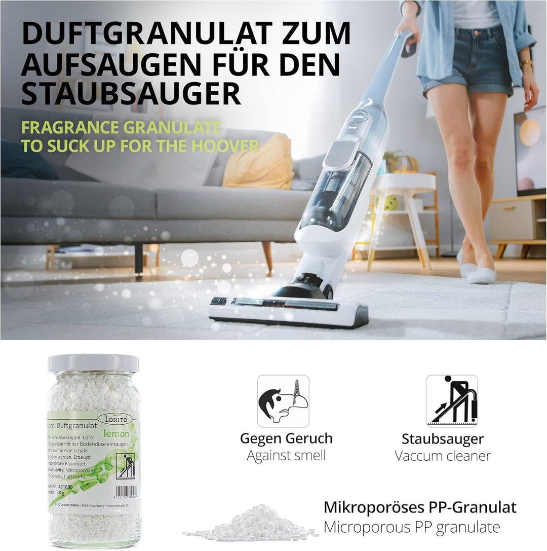 Lorito Lorol Duftgranulat für Staubsauger, Lemon, Staubsaugerduft Duftgranulat Staubsaugerdeo Raumdu