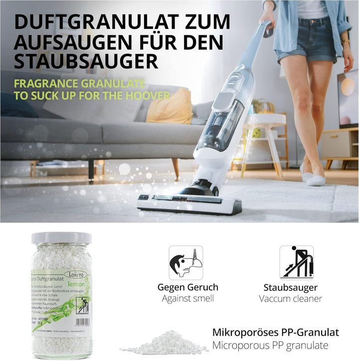 Lorito Lorol Duftgranulat für Staubsauger, Lemon, Staubsaugerduft Duftgranulat Staubsaugerdeo Raumdu