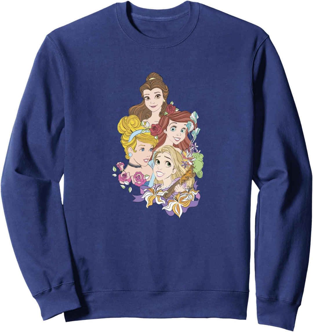 Disney Princess Floral Belle Cinderella Ariel Rapunzel C1 Sweatshirt