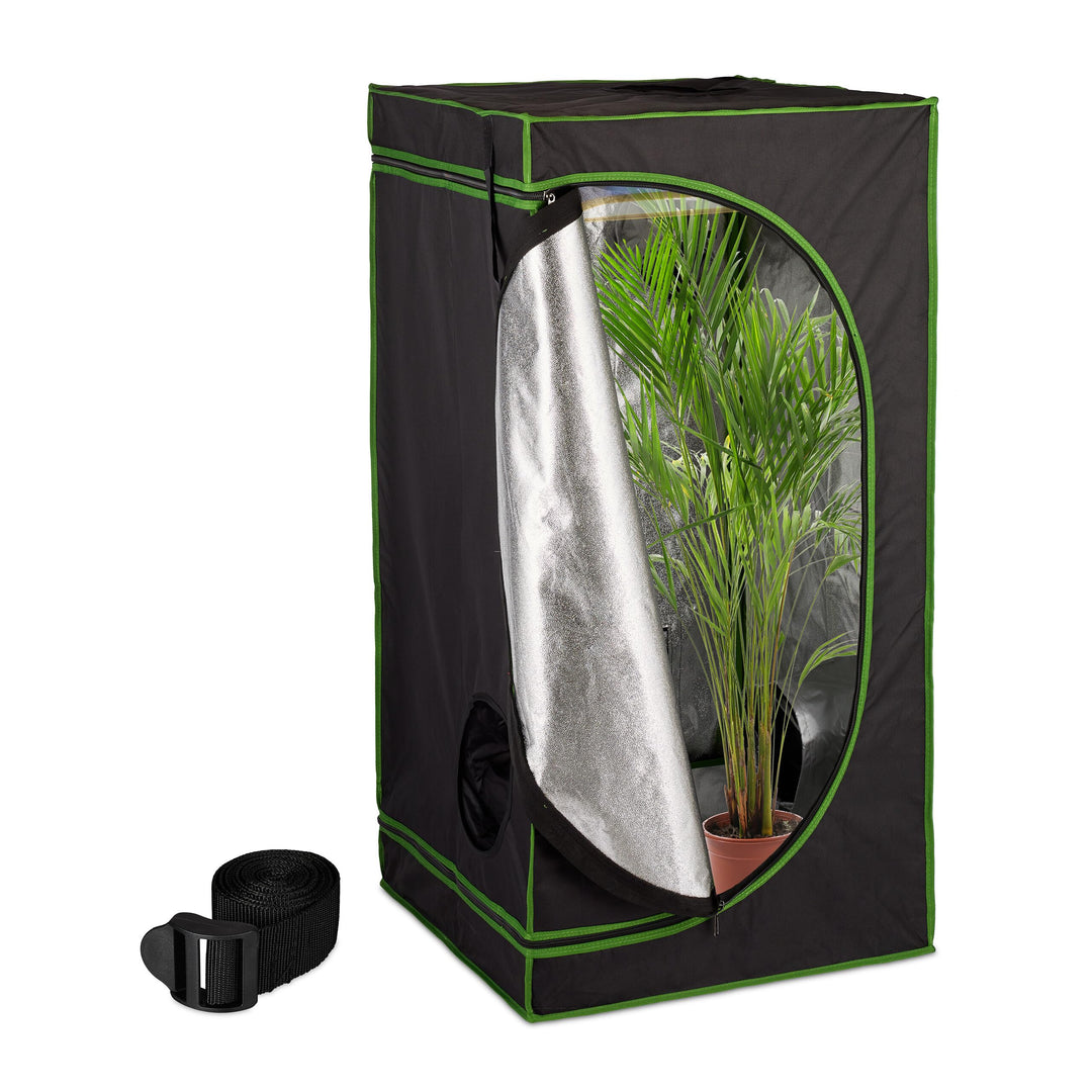 Relaxdays Growbox, HxBxT: 120x60x60 cm, Pflanzen Anbau, Reflexionsfolie innen, verdunkeltes Zuchtzel