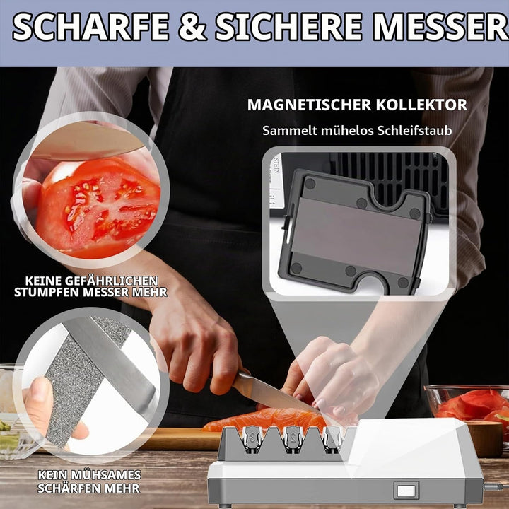 Elektrischer Messerschärfer, Messerschärfer Profi 3-Stufen-Schärfwerkzeug mit Diamant Schleifmitteln