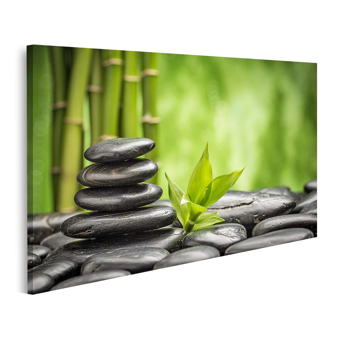 islandburner Bild auf Leinwand Zen Basaltsteinen Und Bilder Wandbilder Poster Leinwand 100x57cm, Lei