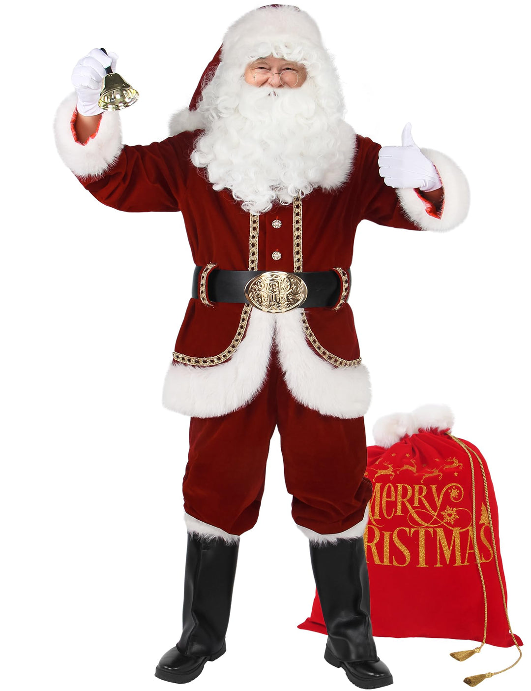 Ahititi Weihnachtsmann Kostüm für Männer Deluxe professioneller Santa-Anzug für Erwachsene 11 teilig