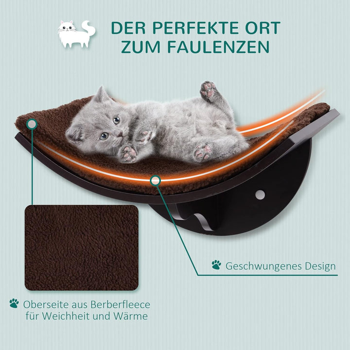 PwaHut Kletterwand Katzen Katzen Kletterwand Katzenregal, Wandmontage Plüschauflage, Wand Katzenmöbe