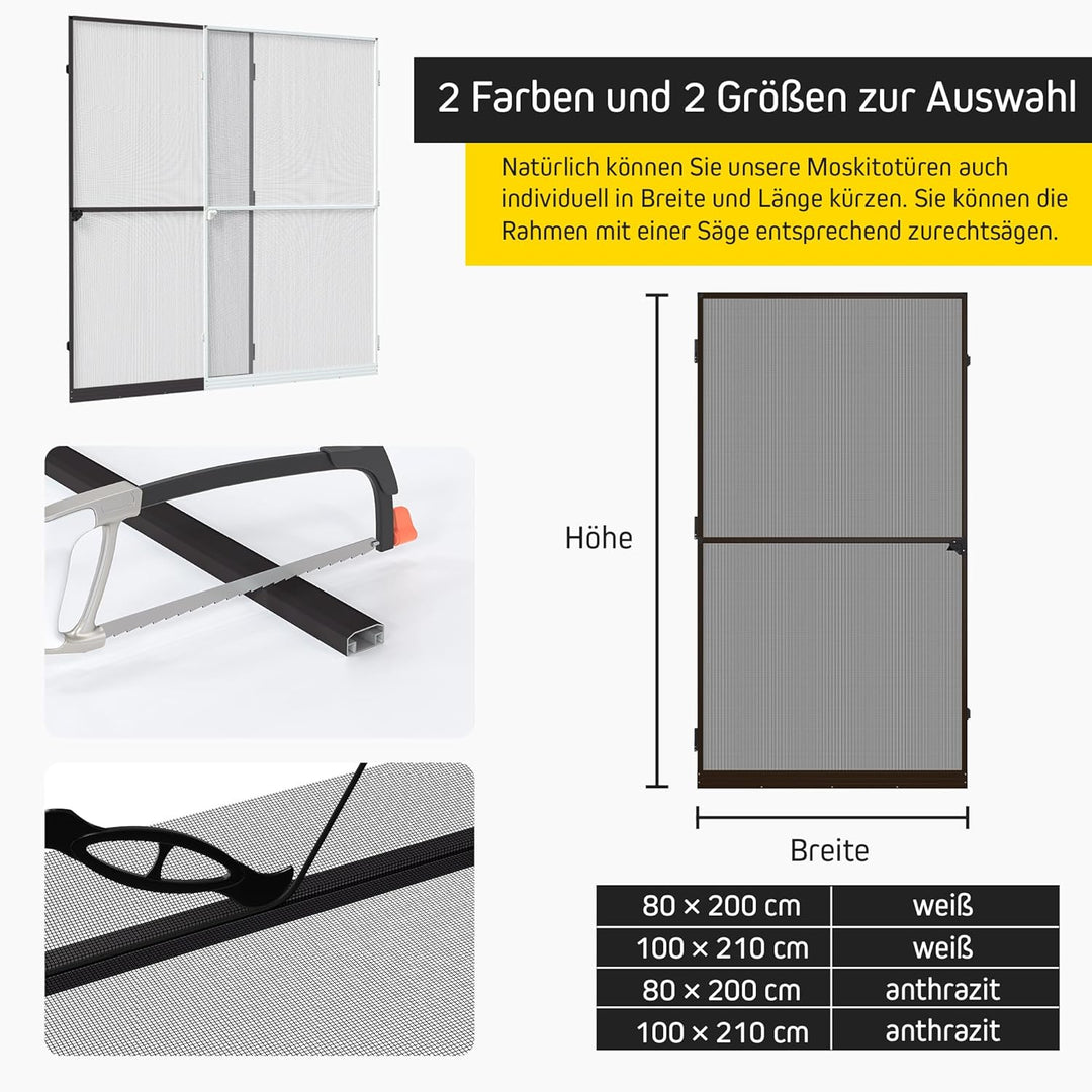Jalousiescout ProtectLine Fliegengittertür zum Schutz vor Mücken, strapazierfähiges Fiberglas mit Al
