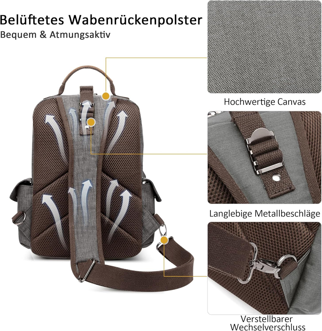 DORRISO Retro Brusttasche Herren Mode Grosse Kapazität Schultertasche für 10,9 Zoll iPad mit Griff M
