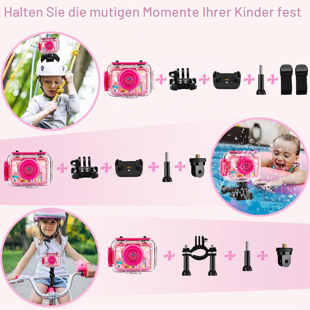 GKTZ Kinderkamera wasserdichte,Unterwasserkamera-1080P Selfie Digitalkamera Fotoapparat für Kinder,