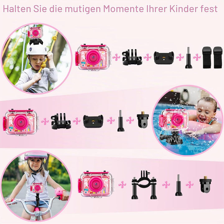 GKTZ Kinderkamera wasserdichte,Unterwasserkamera-1080P Selfie Digitalkamera Fotoapparat für Kinder,