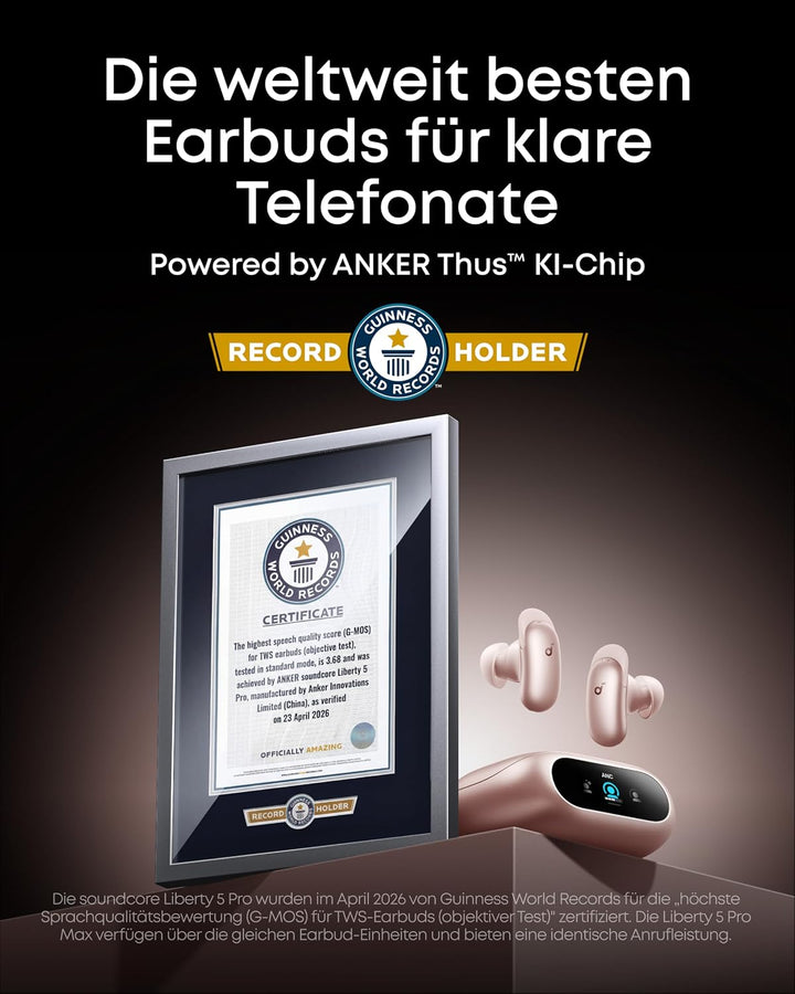 soundcore Anker Liberty 5 Pro, Guinness World Record Anrufqualität 10 Mikros, Noise Cancelling Kopfh